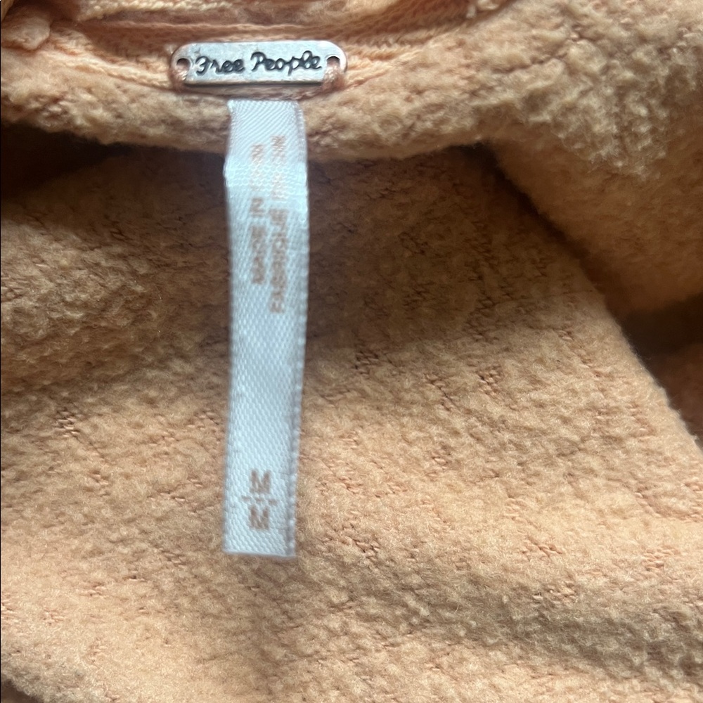 FREE PEOPLE Huntington Pullover Cowl Neck Open Back Peach Oversized Sweatshirt M - Picture 8 of 9